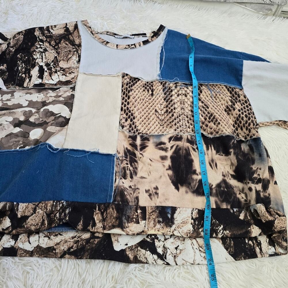 Zara Patchwork Mixed Print Long Sleeve Top - Picture 10 of 13